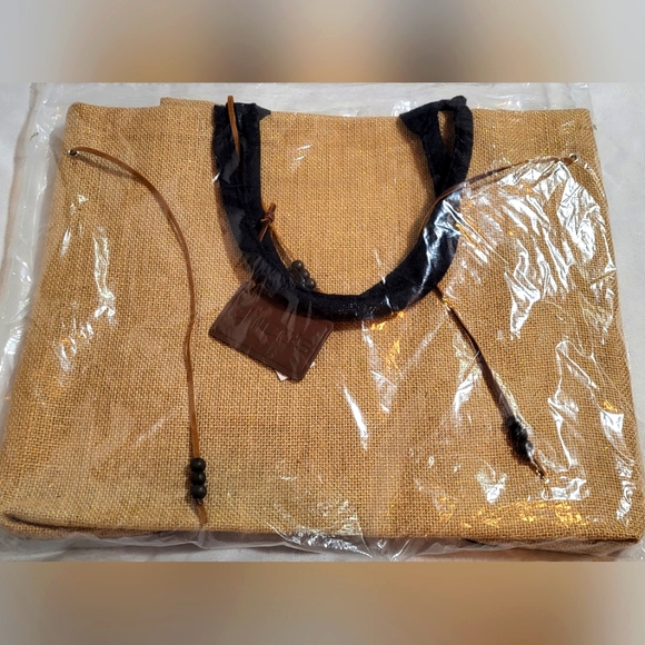 CHICOS Woven Summer Tote Bag Travel Purse NWT Beach Bag Nautical Natural - Picture 2 of 8